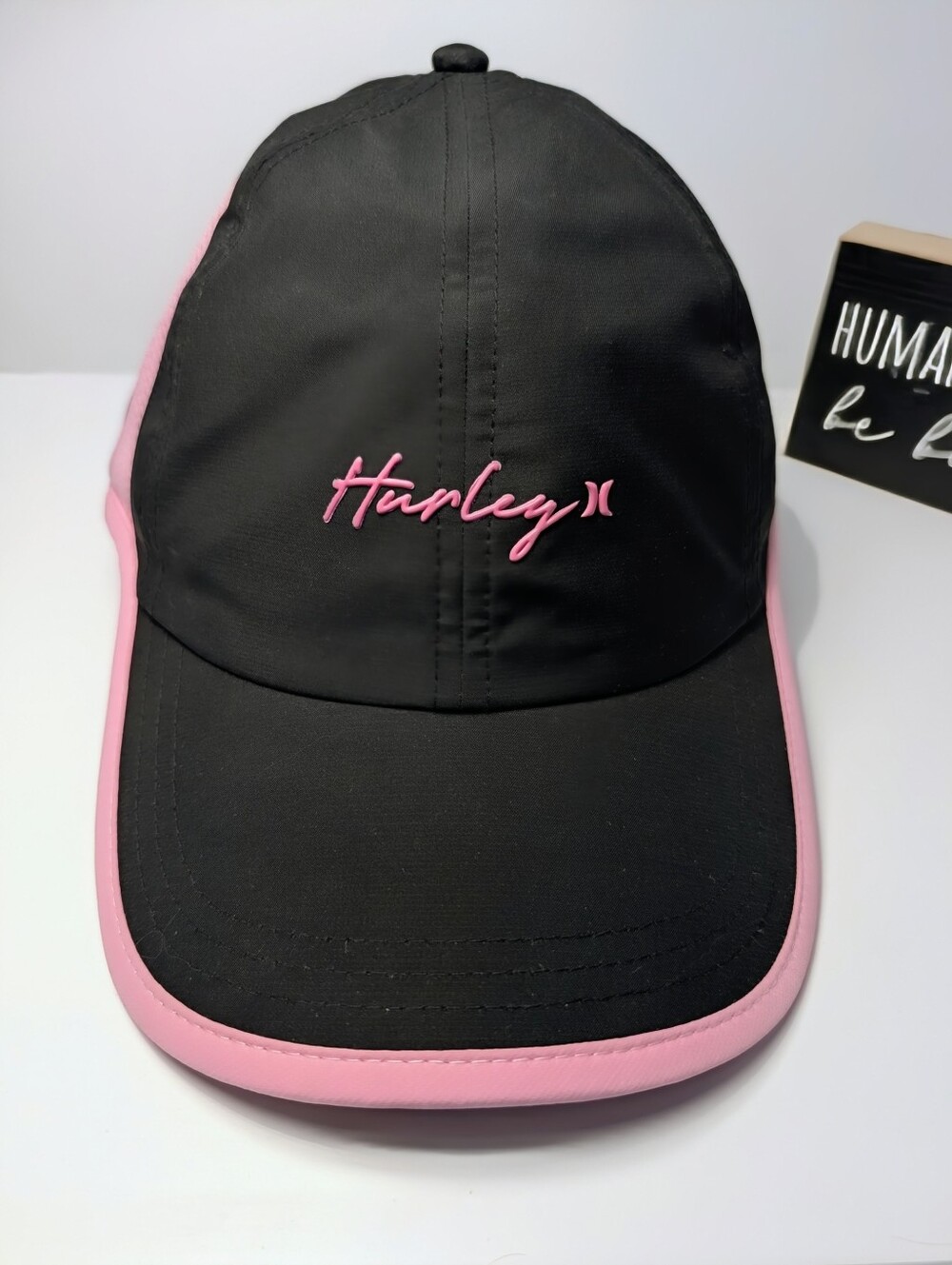 Hurley Trinity Ponytail Strap Back Black And Hot Pink Ball Cap NWOT